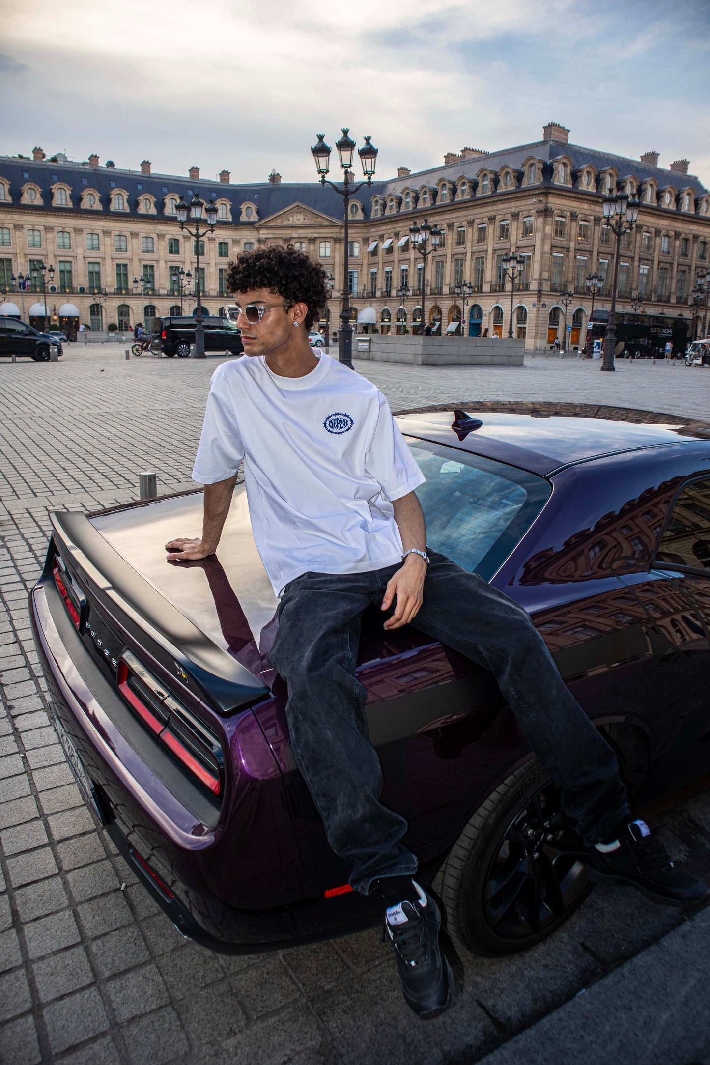 T-shirt blanc/bleu