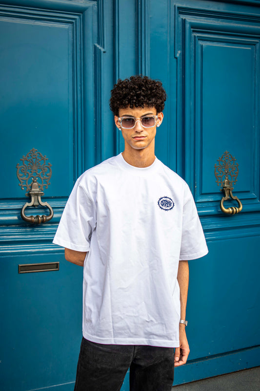 T-shirt blanc/bleu