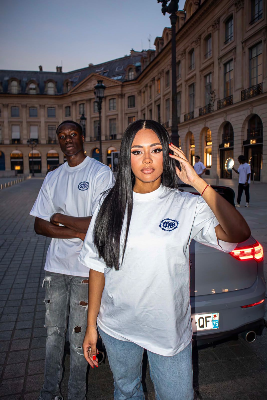 T-shirt blanc/bleu