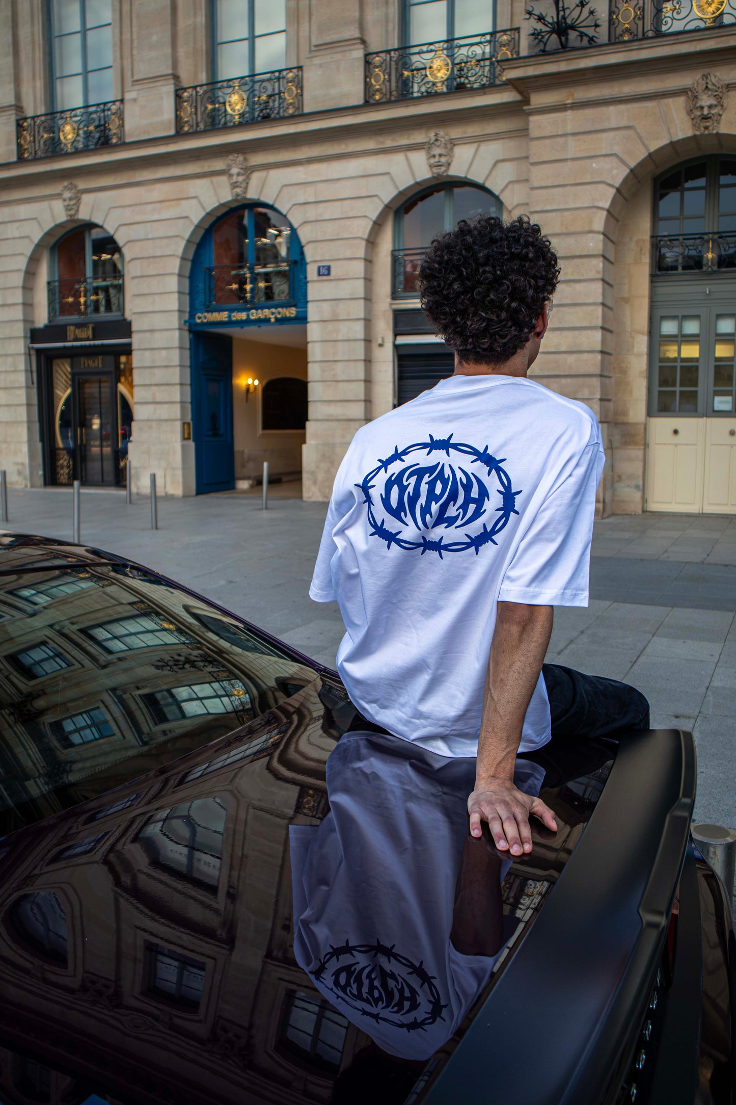 T-shirt blanc/bleu